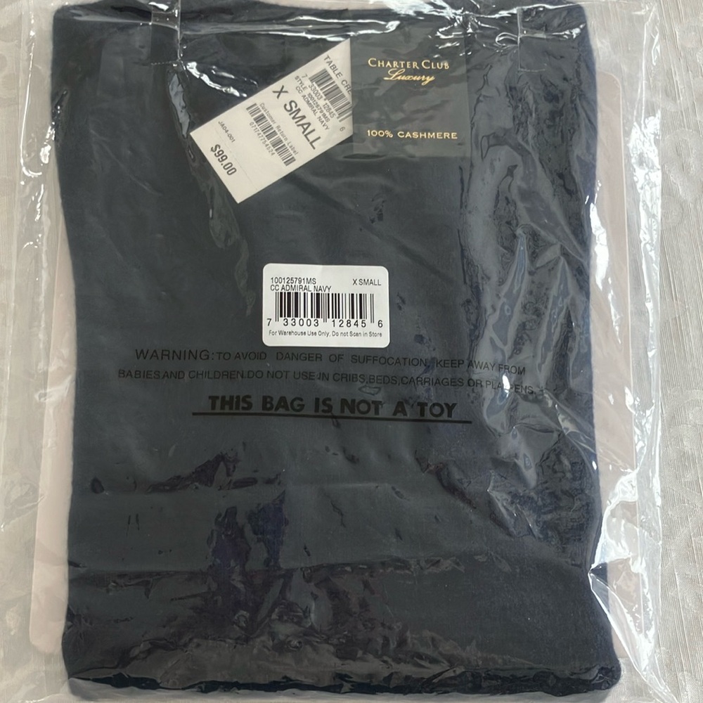 Charter Club Cashmere admiral navy sweater size XS